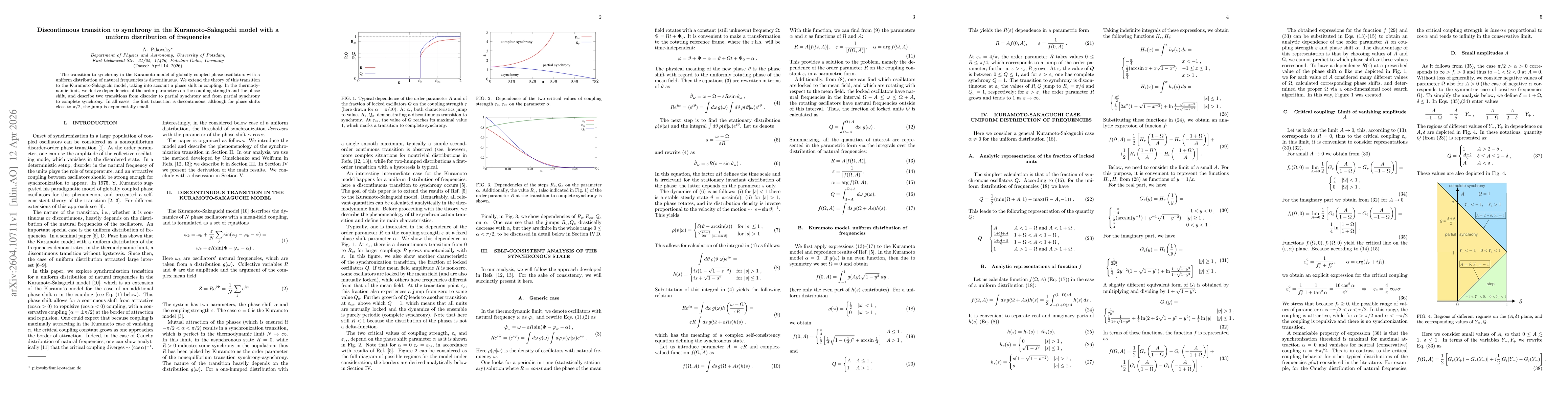 Thumbnail for Discontinuous transition to synchrony in the Kuramoto-Sakaguchi model with a uniform distribution of frequencies