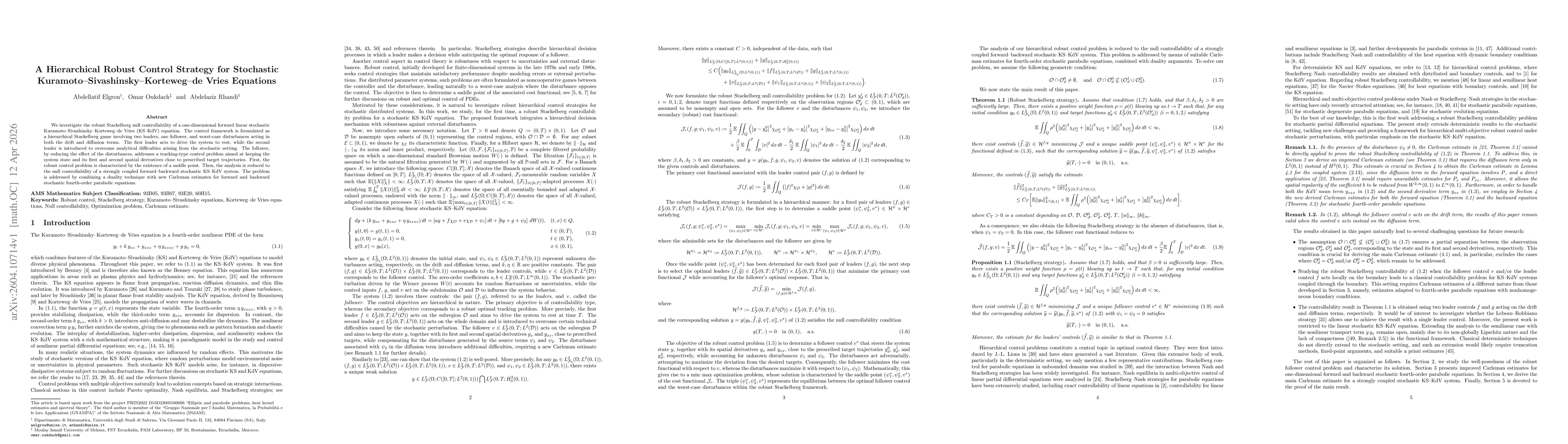 Thumbnail for A Hierarchical Robust Control Strategy for Stochastic Kuramoto--Sivashinsky--Korteweg--de Vries Equations