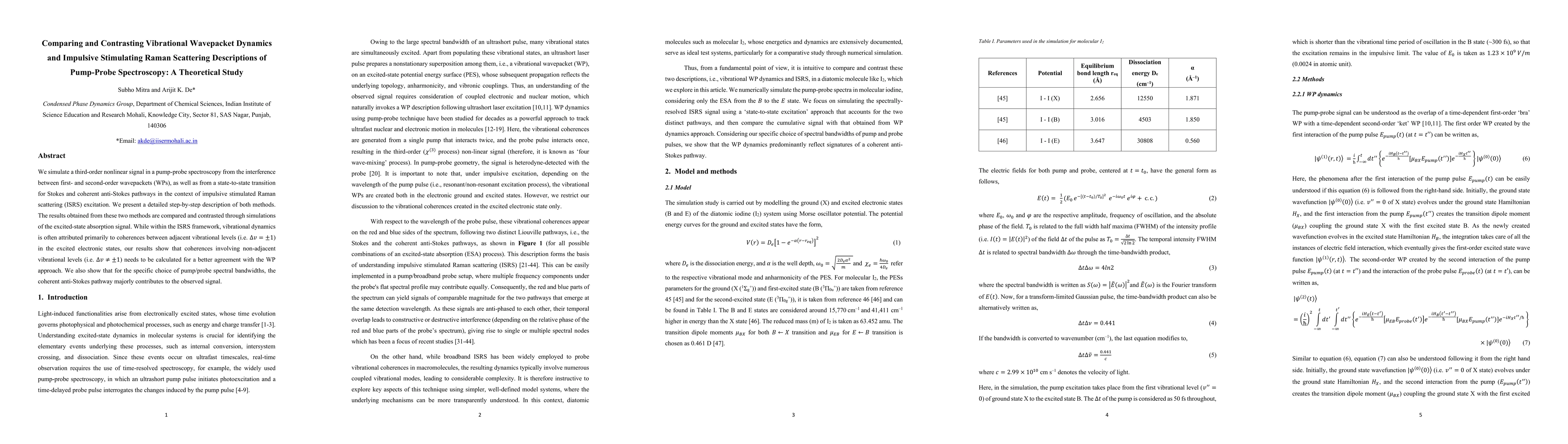 Thumbnail for Comparing and Contrasting Vibrational Wavepacket Dynamics and Impulsive Stimulating Raman Scattering Descriptions of Pump-Probe Spectroscopy: A Theoretical Study