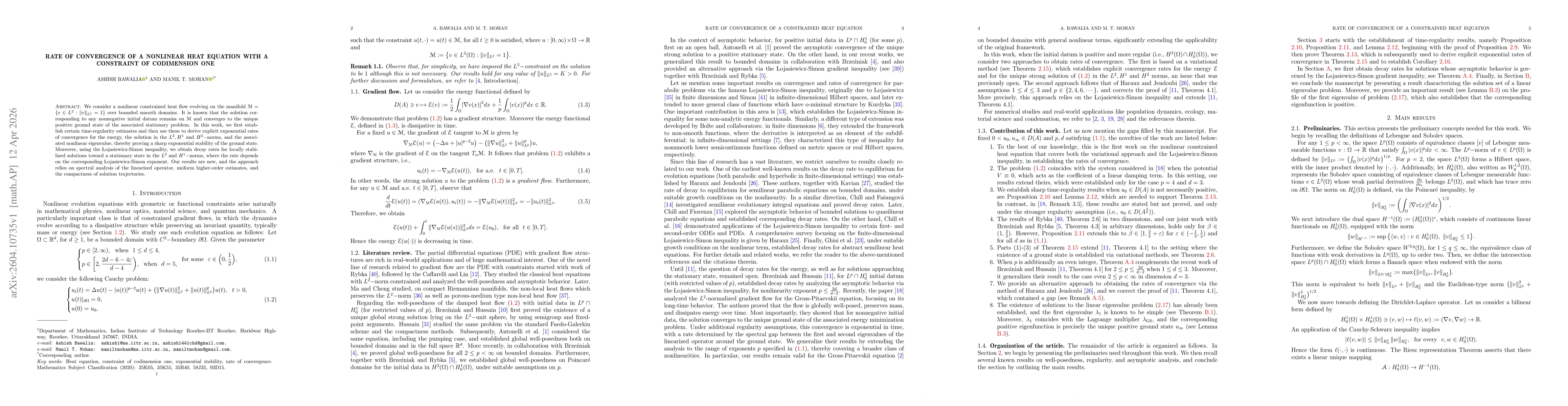 Thumbnail for Rate of convergence of a nonlinear heat equation with a constraint of codimension one