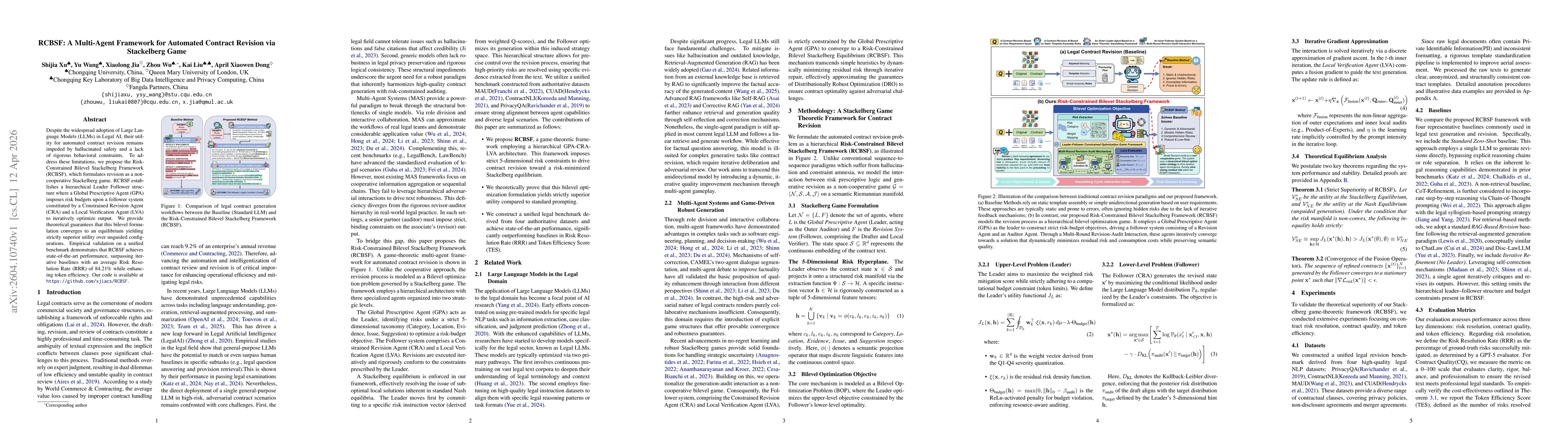 Thumbnail for RCBSF: A Multi-Agent Framework for Automated Contract Revision via Stackelberg Game