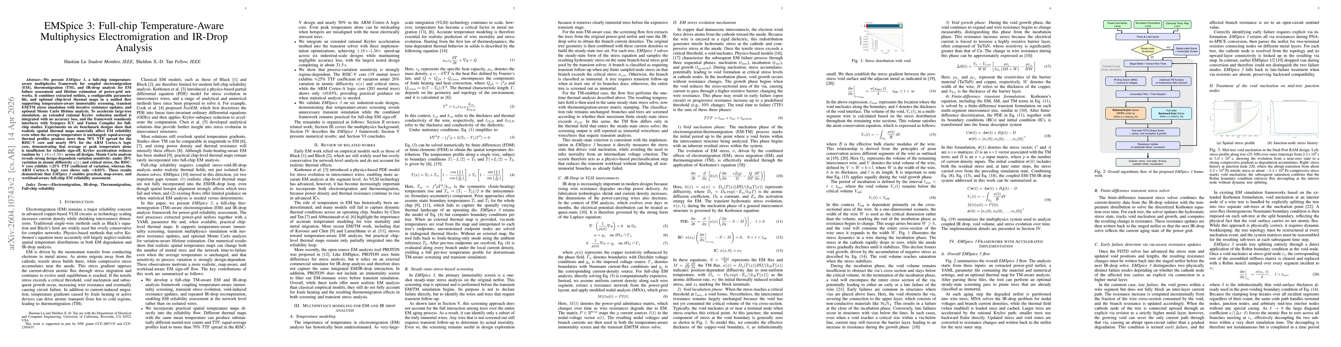 Thumbnail for EMSpice 3: Full-chip Temperature-Aware Multiphysics Electromigration and IR-Drop Analysis