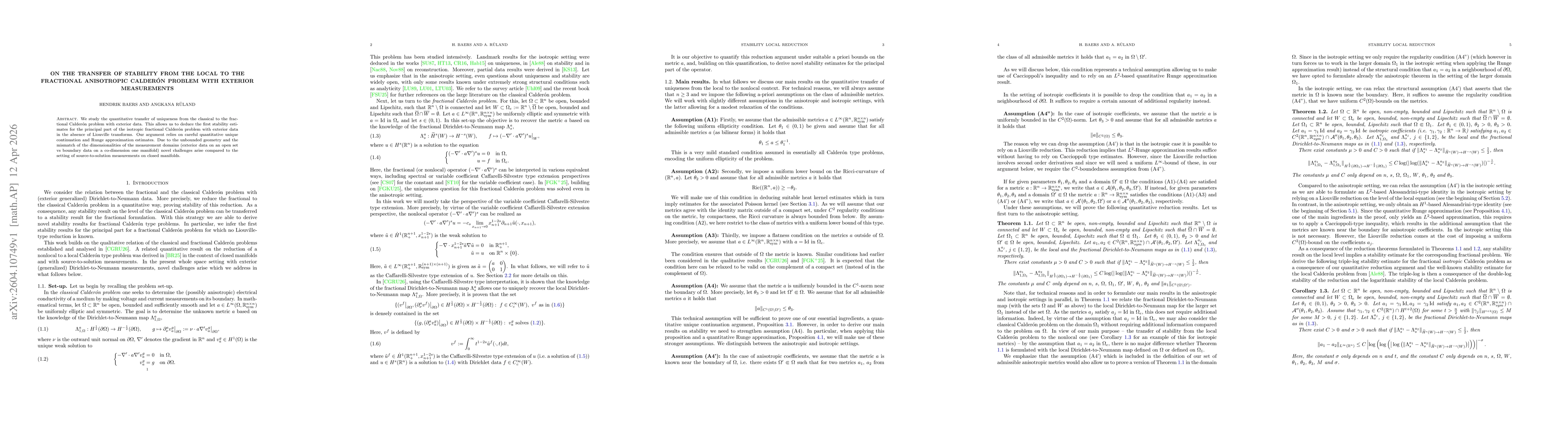 Thumbnail for On the transfer of stability from the local to the fractional anisotropic Calderón problem with exterior measurements