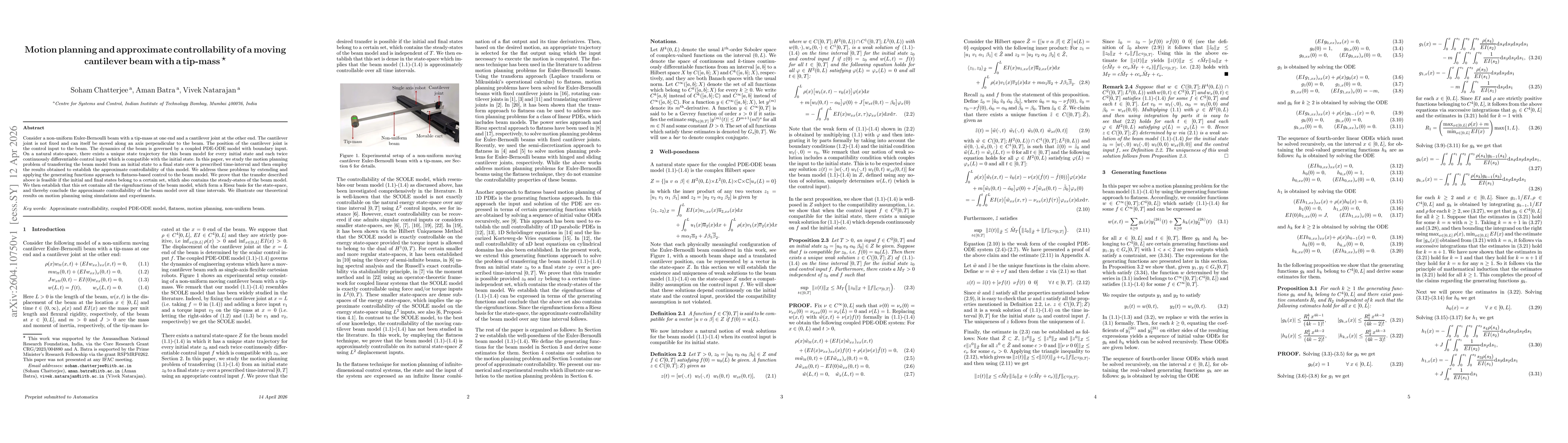 Thumbnail for Motion planning and approximate controllability of a moving cantilever beam with a tip-mass