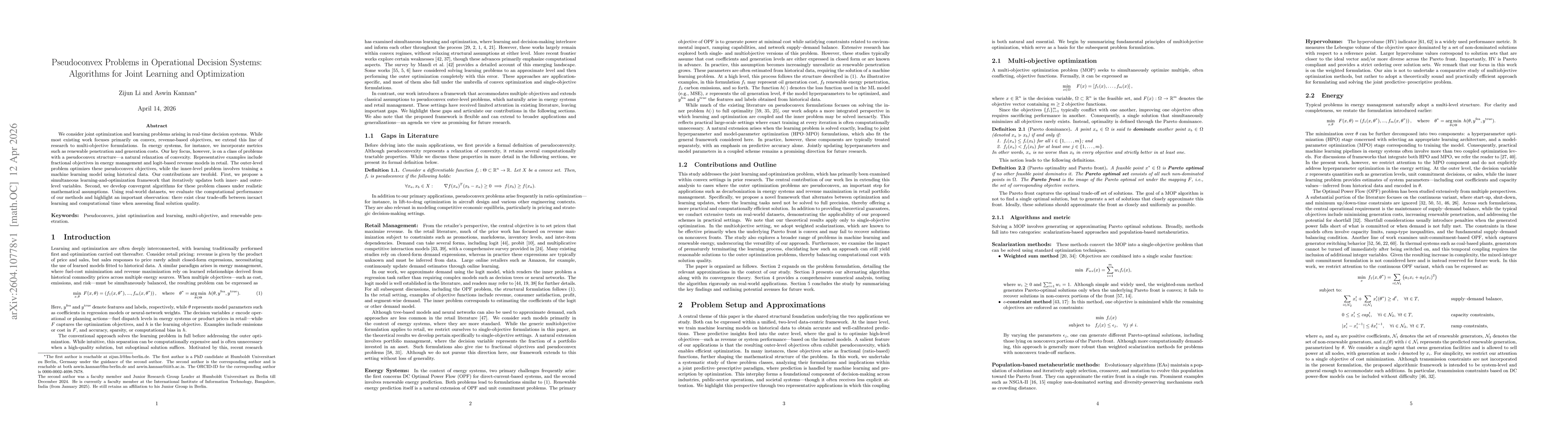 Thumbnail for Pseudoconvex Problems in Operational Decision Systems: Algorithms for Joint Learning and Optimization