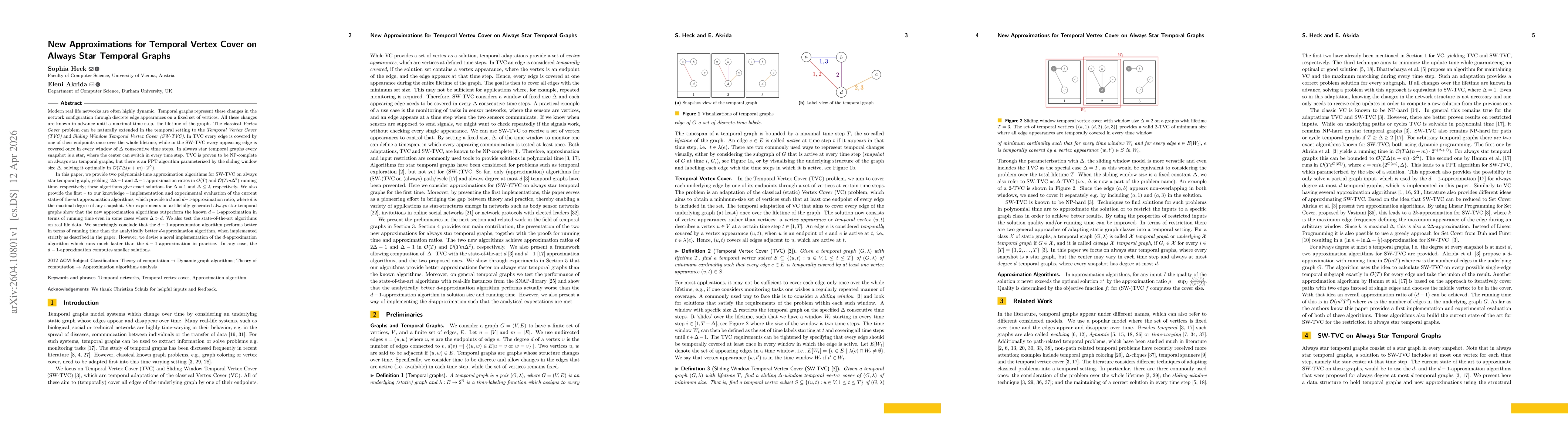 Thumbnail for New Approximations for Temporal Vertex Cover on Always Star Temporal Graphs