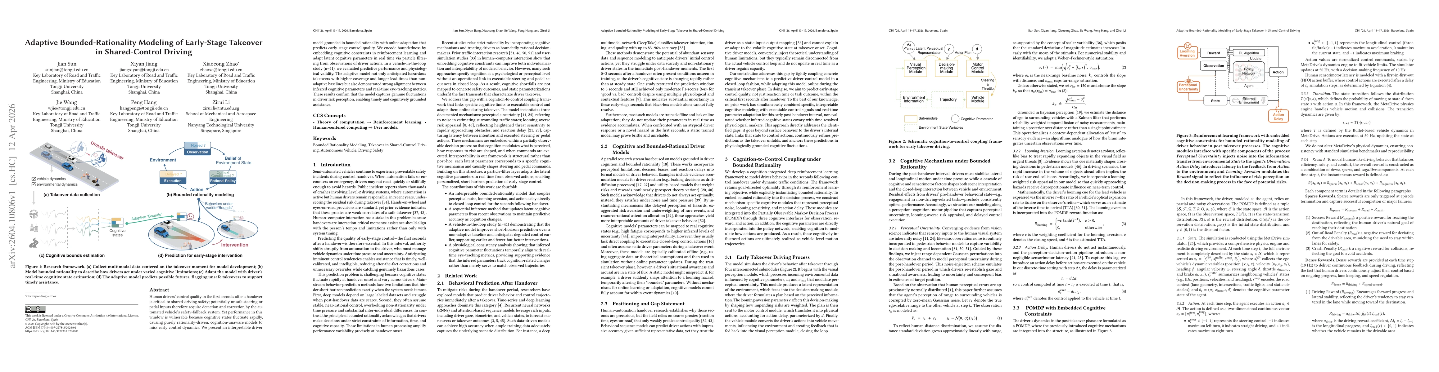 Thumbnail for Adaptive Bounded-Rationality Modeling of Early-Stage Takeover in Shared-Control Driving