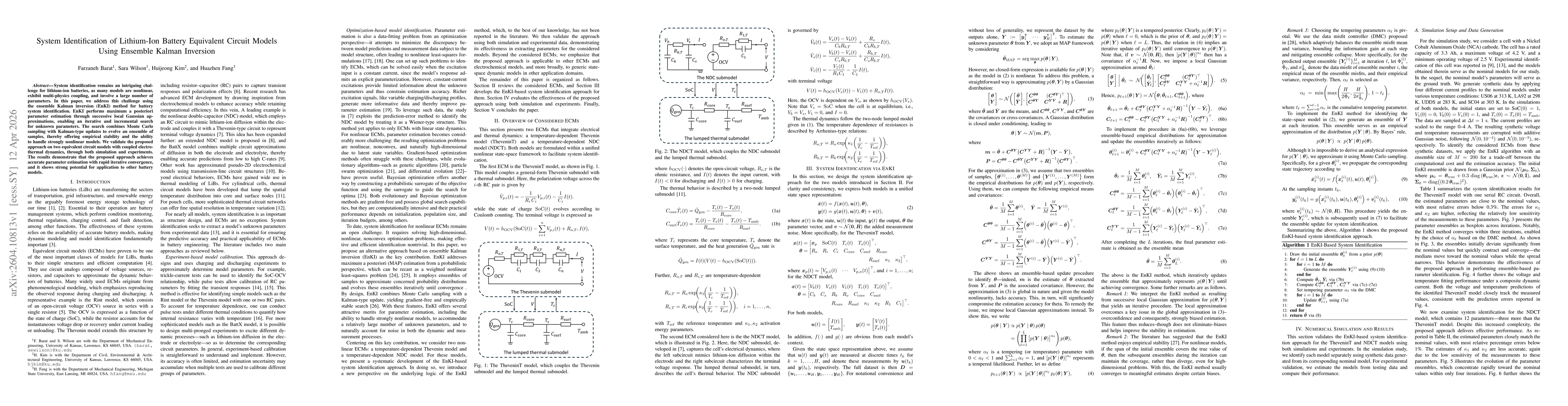 Thumbnail for System Identification of Lithium-Ion Battery Equivalent Circuit Models Using Ensemble Kalman Inversion