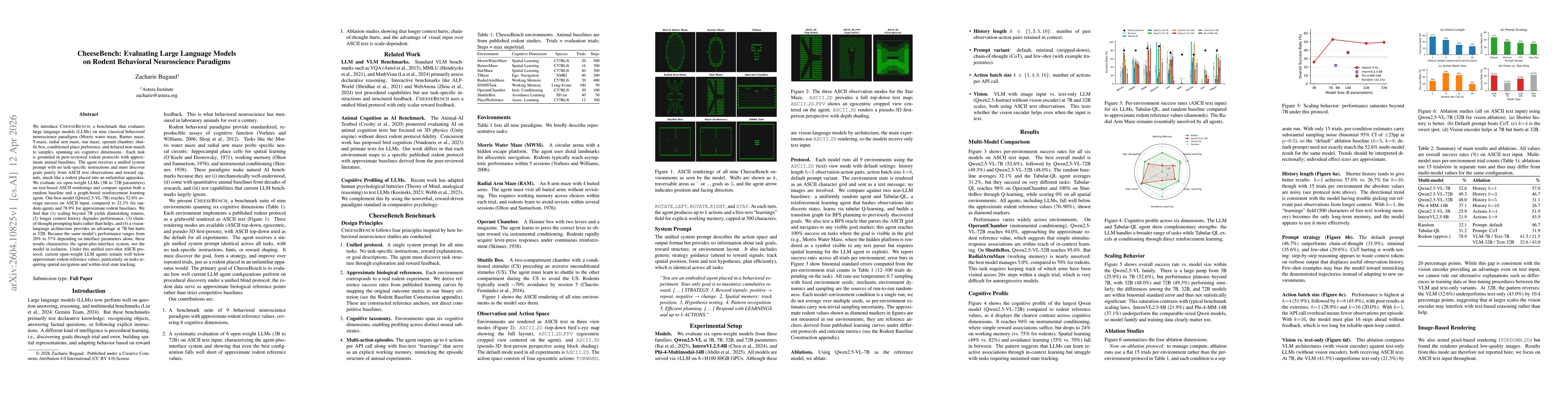 Thumbnail for CheeseBench: Evaluating Large Language Models on Rodent Behavioral Neuroscience Paradigms
