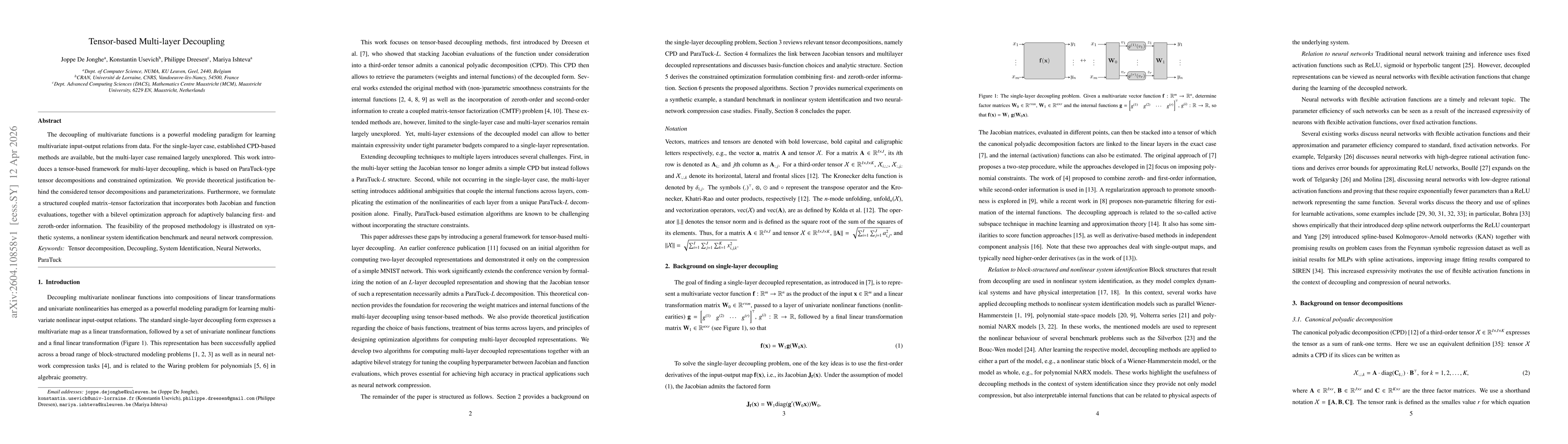 Thumbnail for Tensor-based Multi-layer Decoupling
