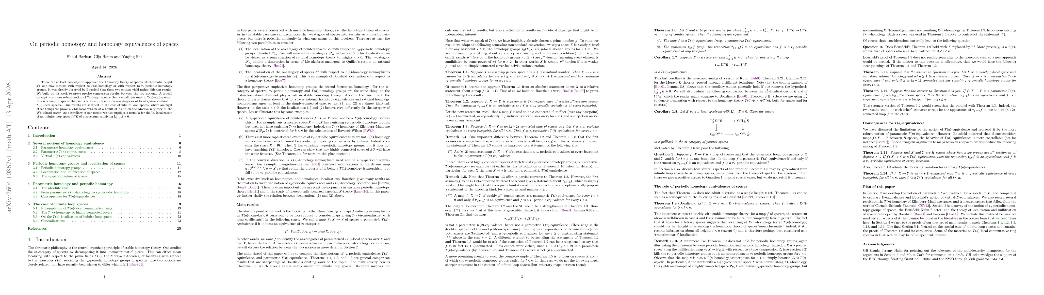 Thumbnail for On periodic homotopy and homology equivalences of spaces