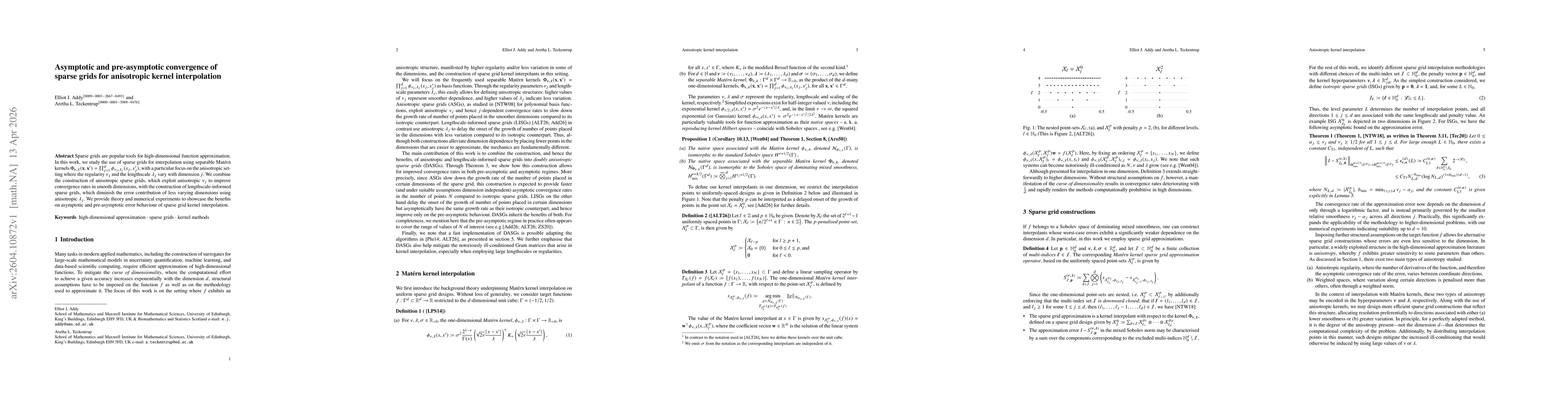 Thumbnail for Asymptotic and pre-asymptotic convergence of sparse grids for anisotropic kernel interpolation