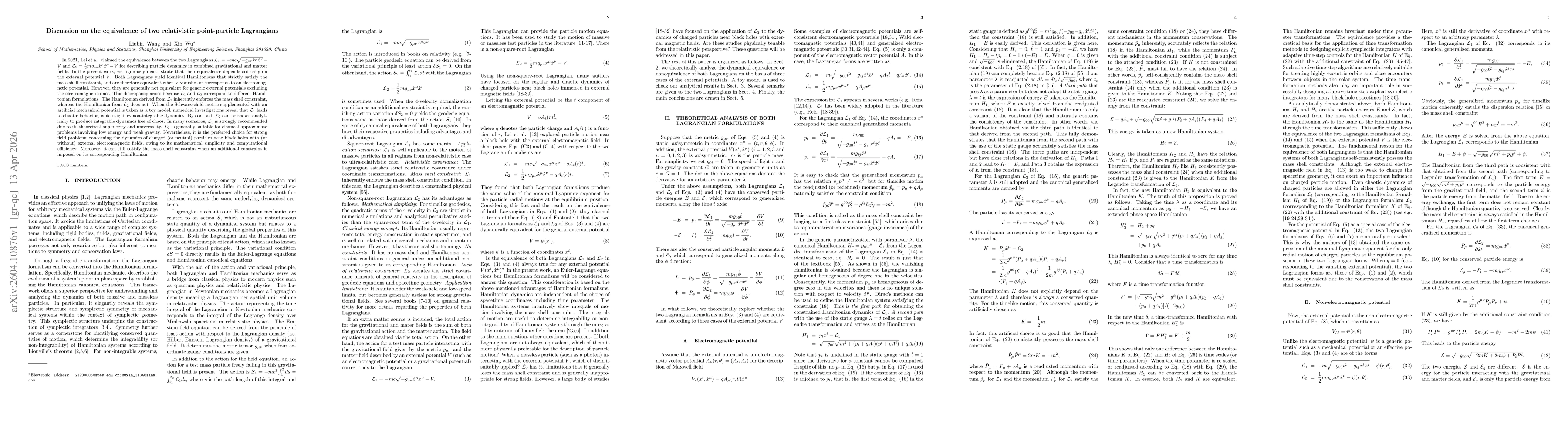 Thumbnail for Discussion on the equivalence of two relativistic point-particle Lagrangians
