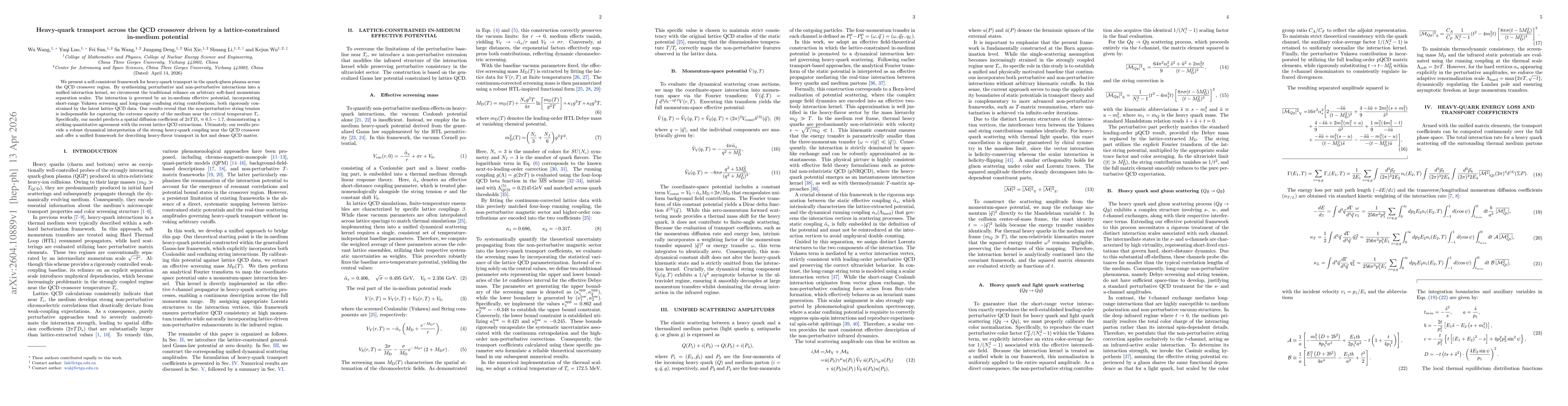 Thumbnail for Heavy-quark transport across the QCD crossover driven by a lattice-constrained in-medium potential