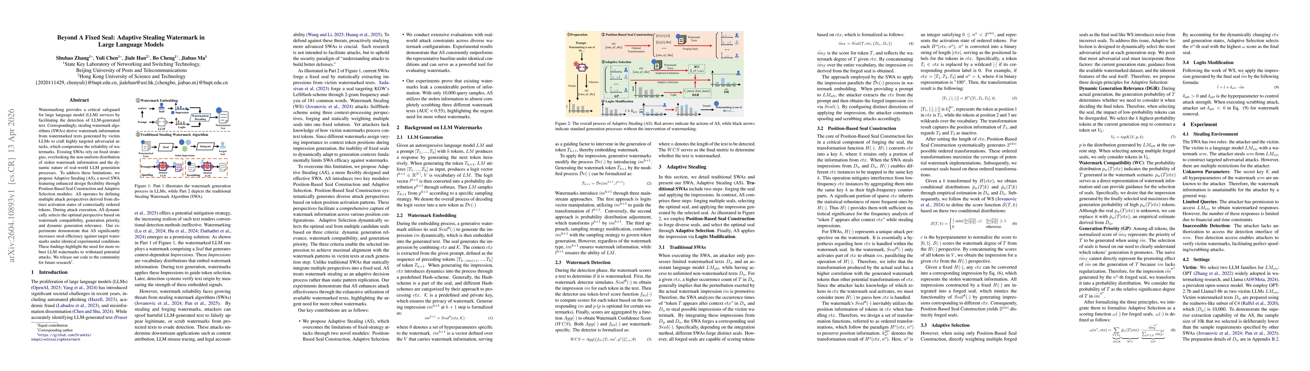 Thumbnail for Beyond A Fixed Seal: Adaptive Stealing Watermark in Large Language Models