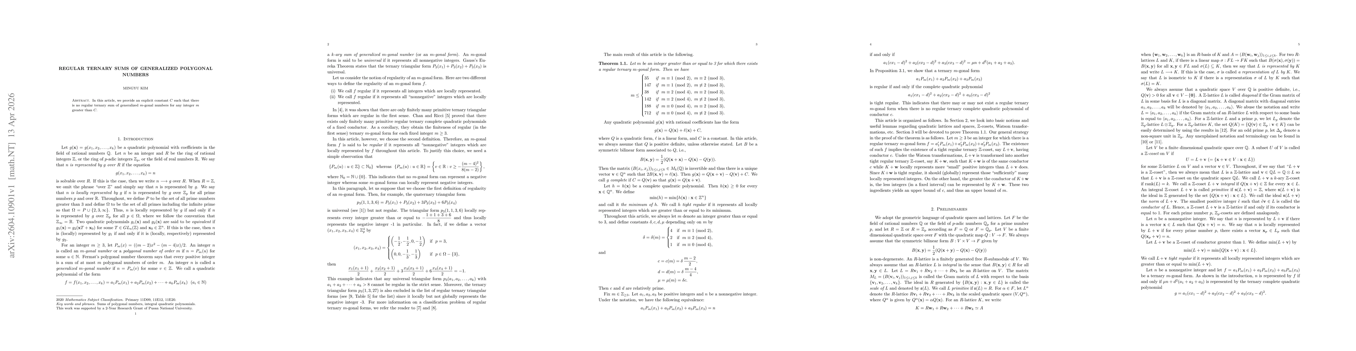 Thumbnail for Regular ternary sums of generalized polygonal numbers