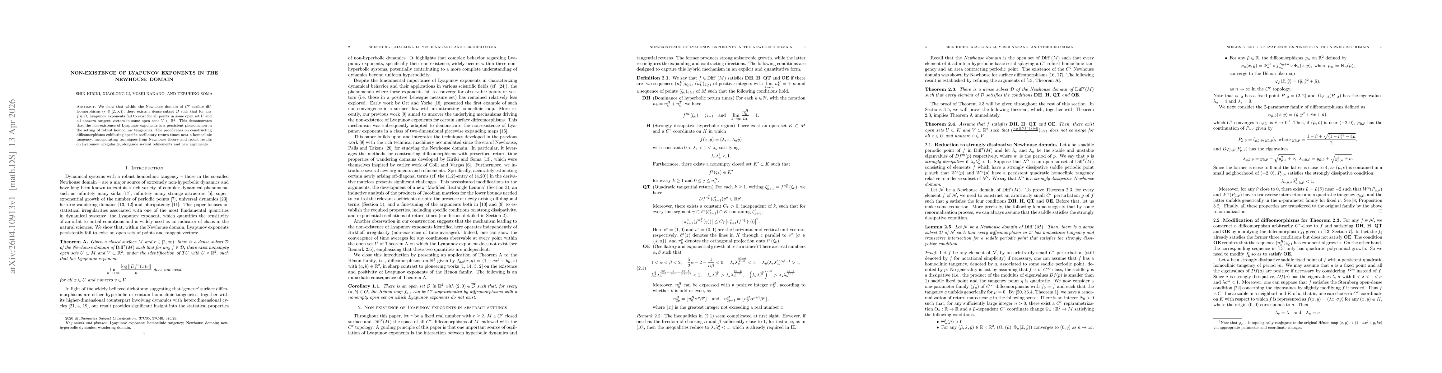 Thumbnail for Non-existence of Lyapunov exponents in the Newhouse domain