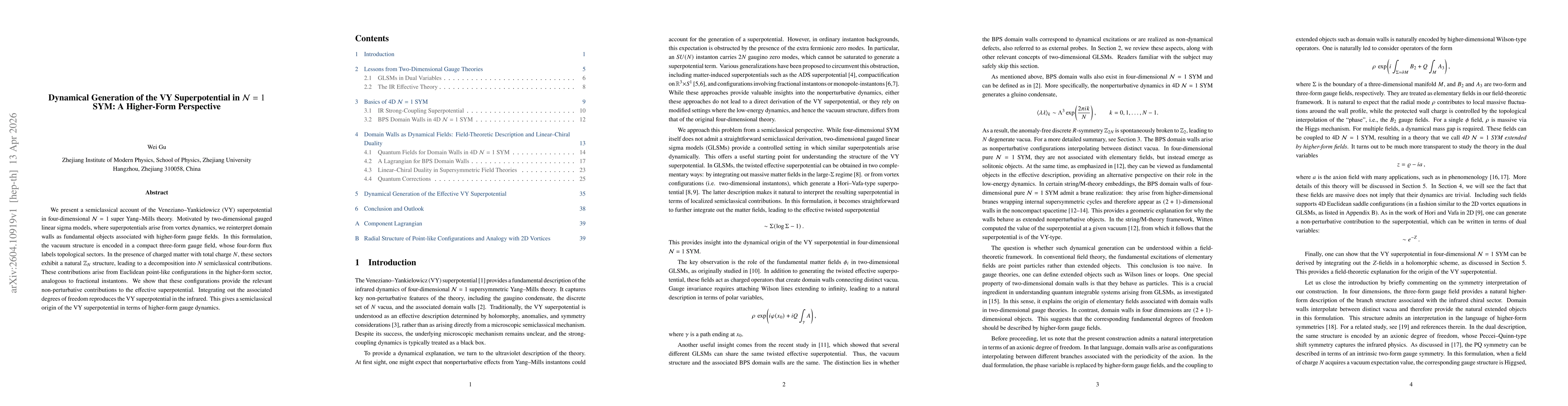 Thumbnail for Dynamical Generation of the VY Superpotential in $N=1$ SYM: A Higher-Form Perspective