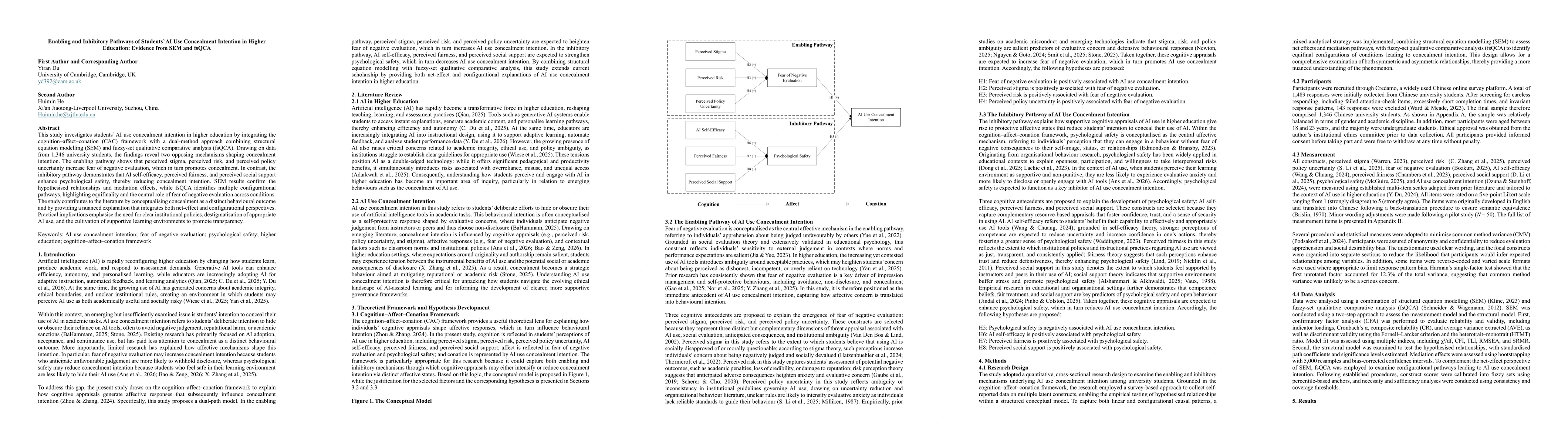 Thumbnail for Enabling and Inhibitory Pathways of Students' AI Use Concealment Intention in Higher Education: Evidence from SEM and fsQCA