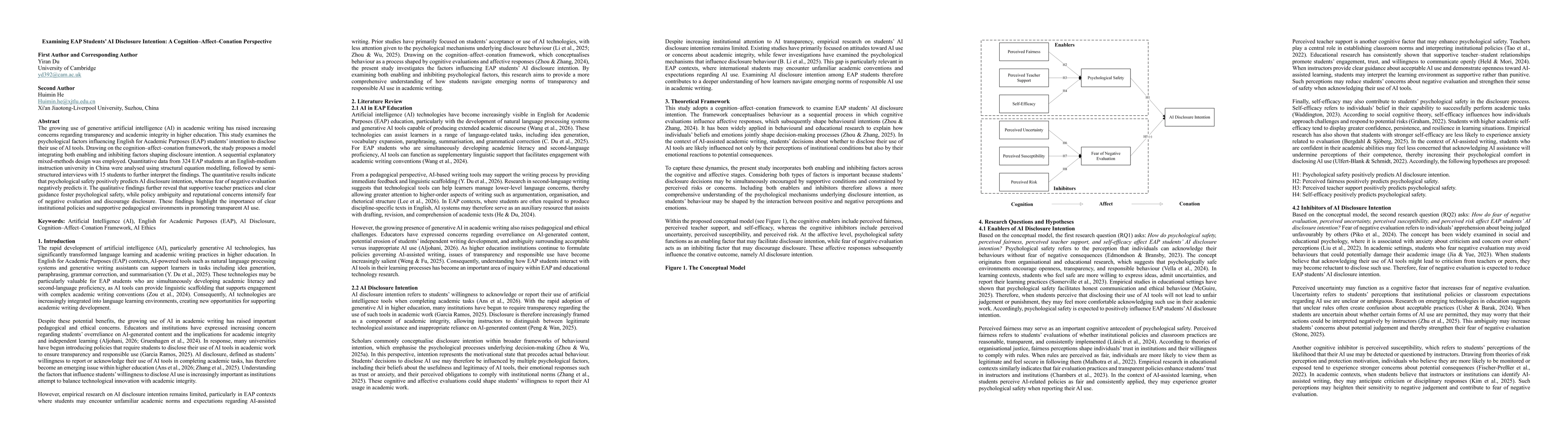 Thumbnail for Examining EAP Students' AI Disclosure Intention: A Cognition-Affect-Conation Perspective