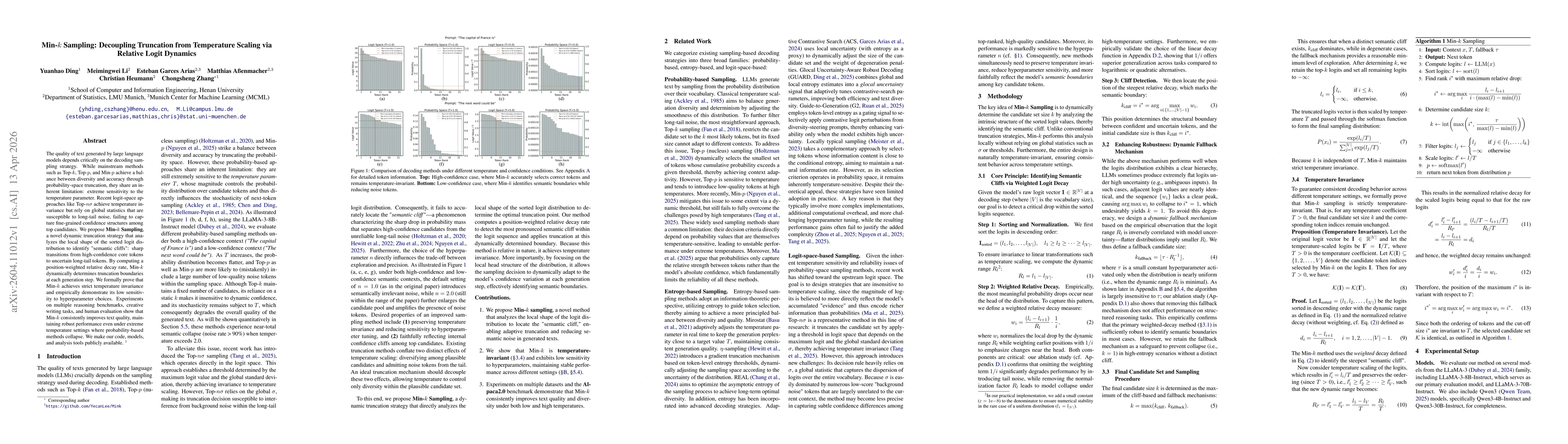 Thumbnail for Min-$k$ Sampling: Decoupling Truncation from Temperature Scaling via Relative Logit Dynamics