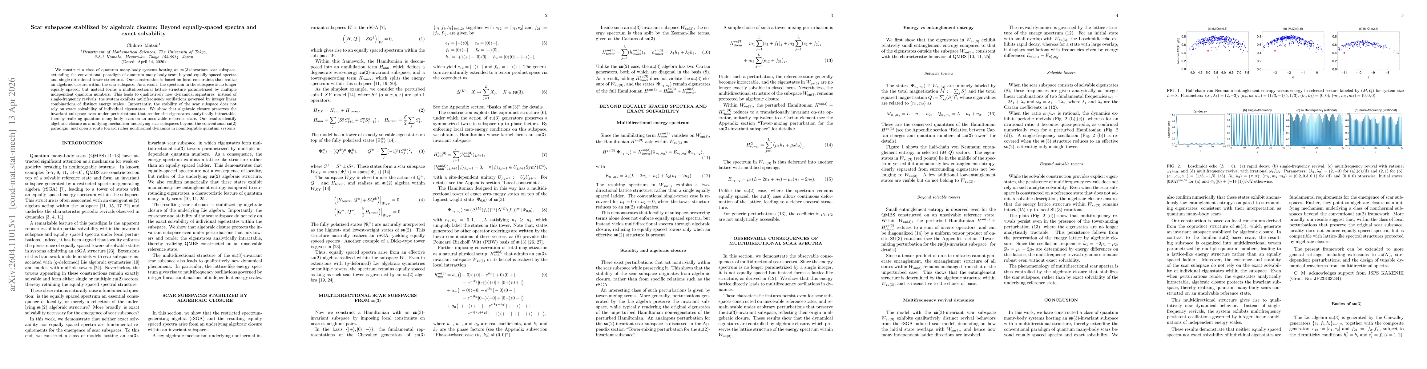 Thumbnail for Scar subspaces stabilized by algebraic closure: Beyond equally-spaced spectra and exact solvability