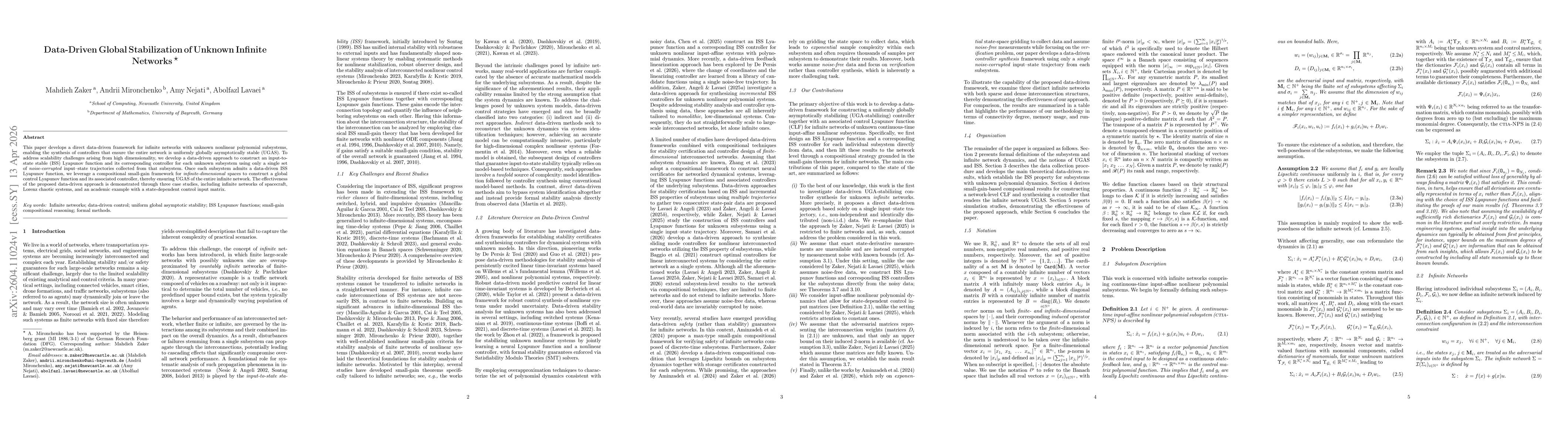 Thumbnail for Data-Driven Global Stabilization of Unknown Infinite Networks