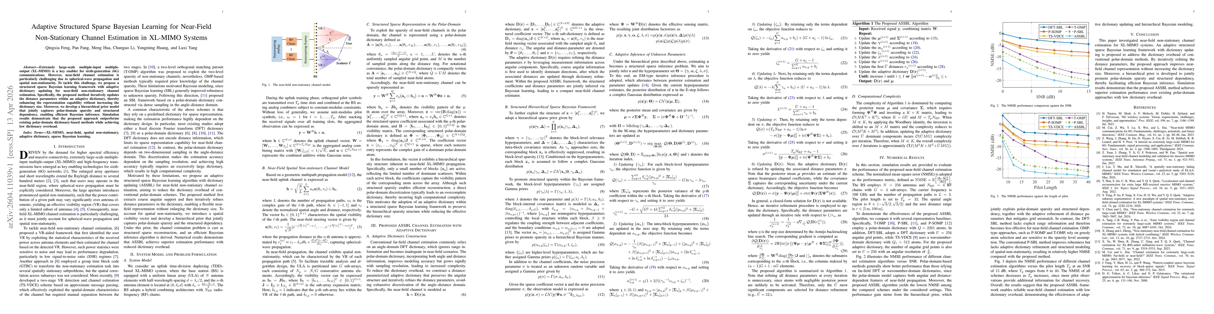 Thumbnail for Adaptive Structured Sparse Bayesian Learning for Near-Field Non-Stationary Channel Estimation in XL-MIMO Systems