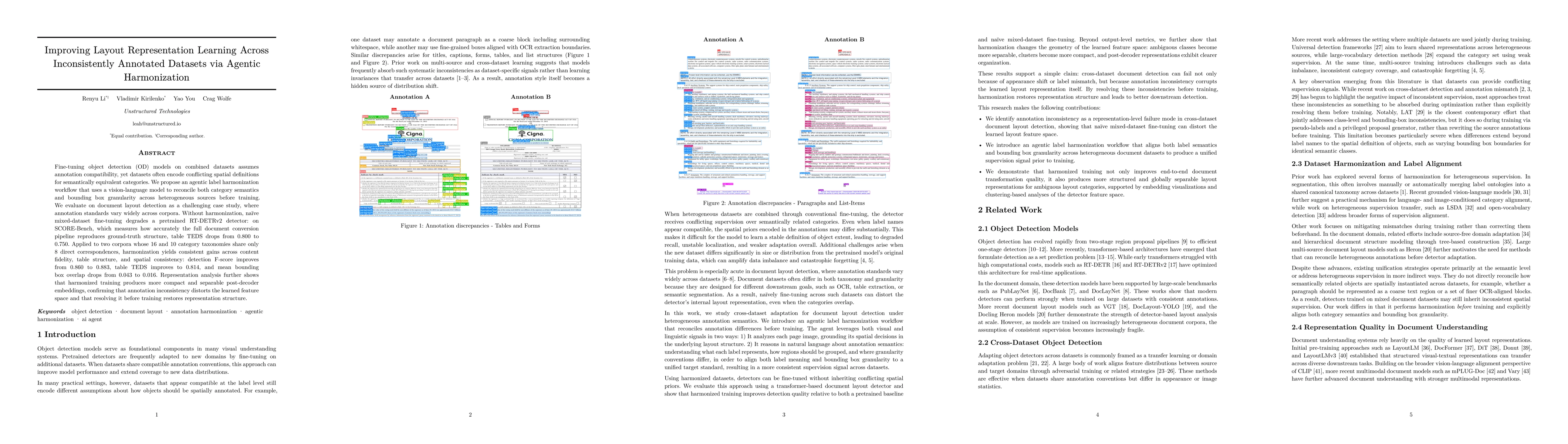 Thumbnail for Improving Layout Representation Learning Across Inconsistently Annotated Datasets via Agentic Harmonization