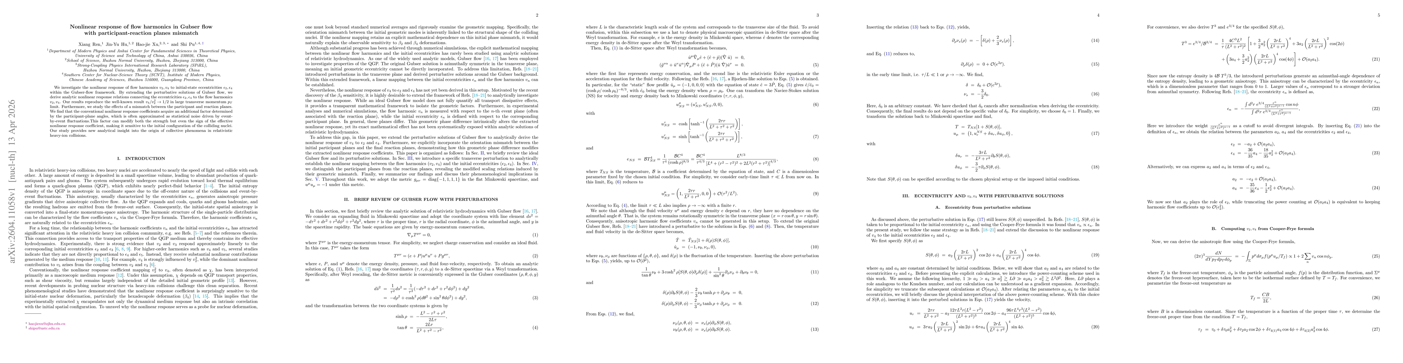 Thumbnail for Nonlinear response of flow harmonics in Gubser flow with participant-reaction planes mismatch