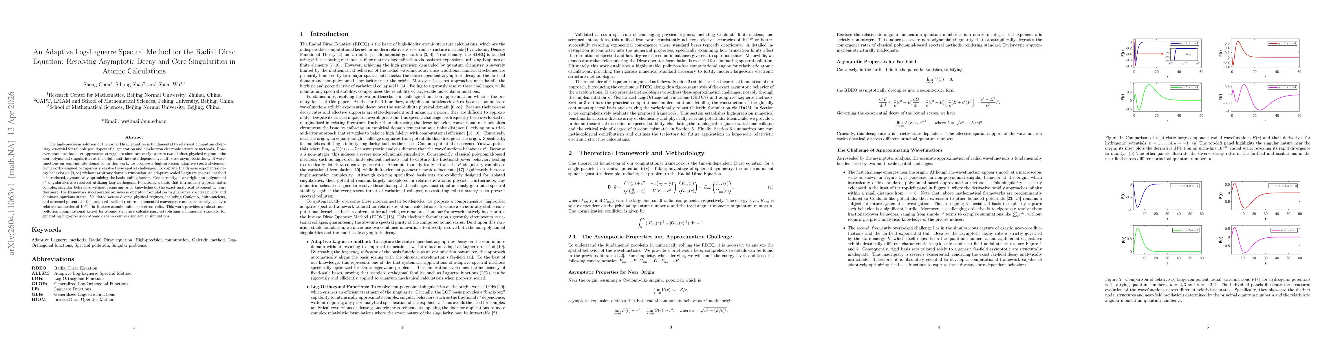 Thumbnail for An Adaptive Log-Laguerre Spectral Method for the Radial Dirac Equation: Resolving Asymptotic Decay and Core Singularities in Atomic Calculations