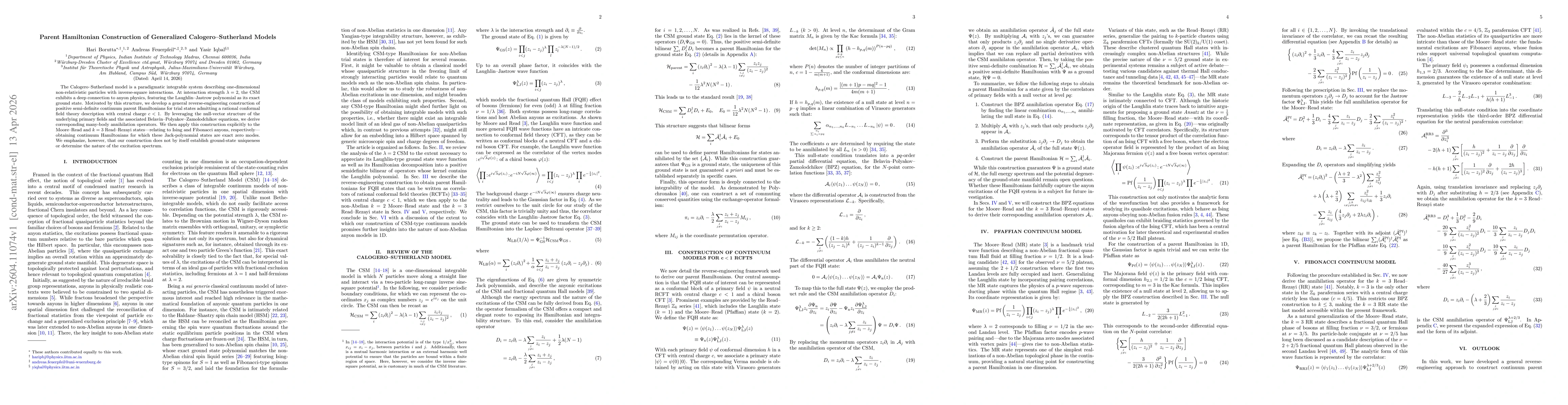 Thumbnail for Parent Hamiltonian Construction of Generalized Calogero-Sutherland Models