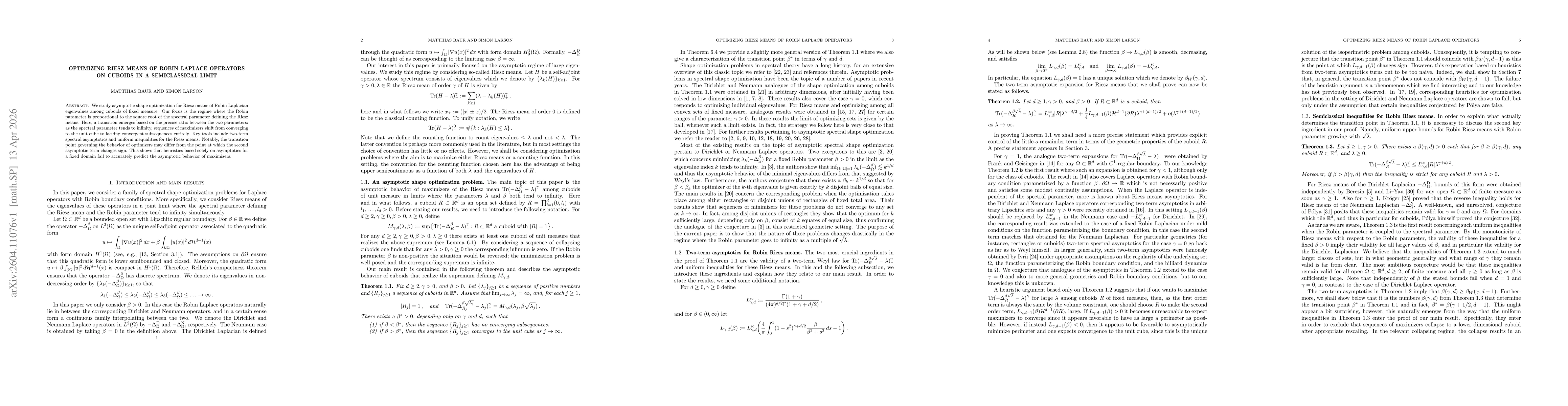 Thumbnail for Optimizing Riesz means of Robin Laplace operators on cuboids in a semiclassical limit
