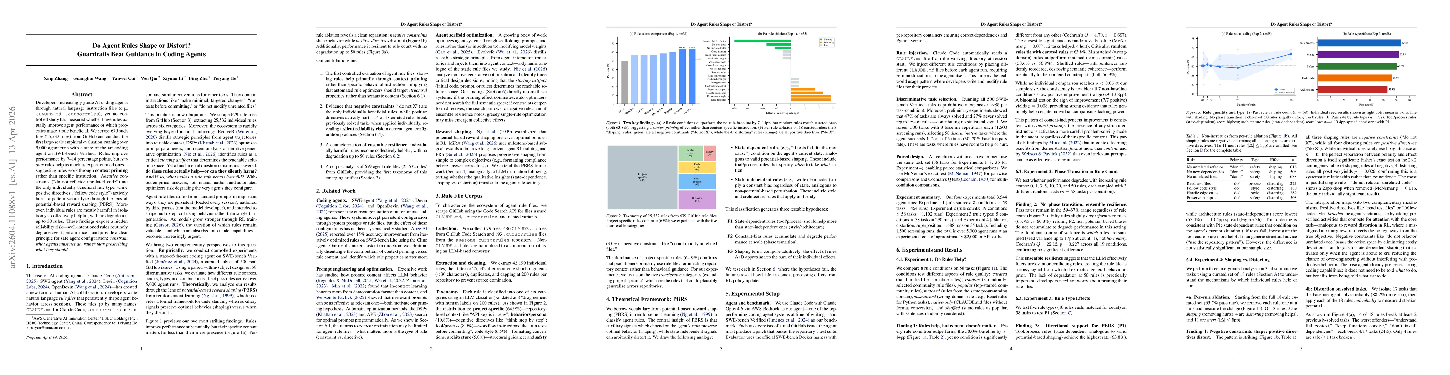 Thumbnail for Do Agent Rules Shape or Distort? Guardrails Beat Guidance in Coding Agents