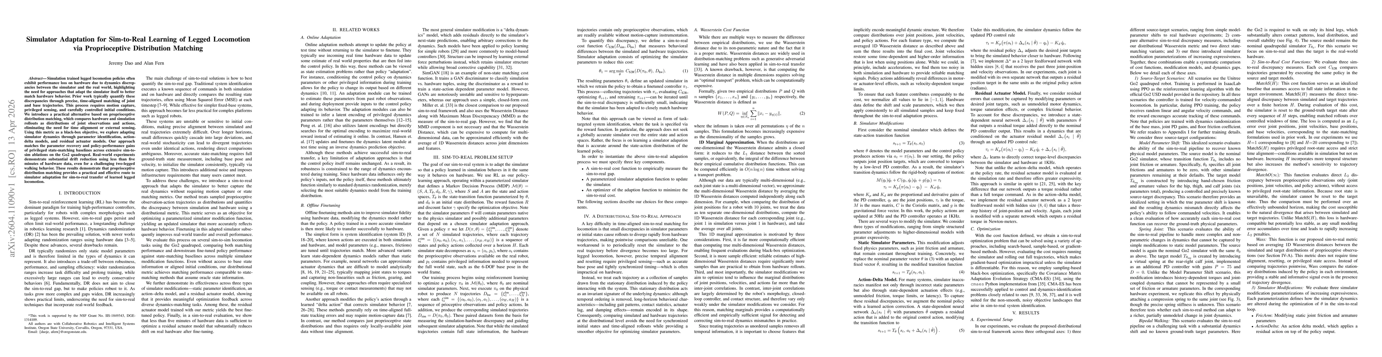Thumbnail for Simulator Adaptation for Sim-to-Real Learning of Legged Locomotion via Proprioceptive Distribution Matching