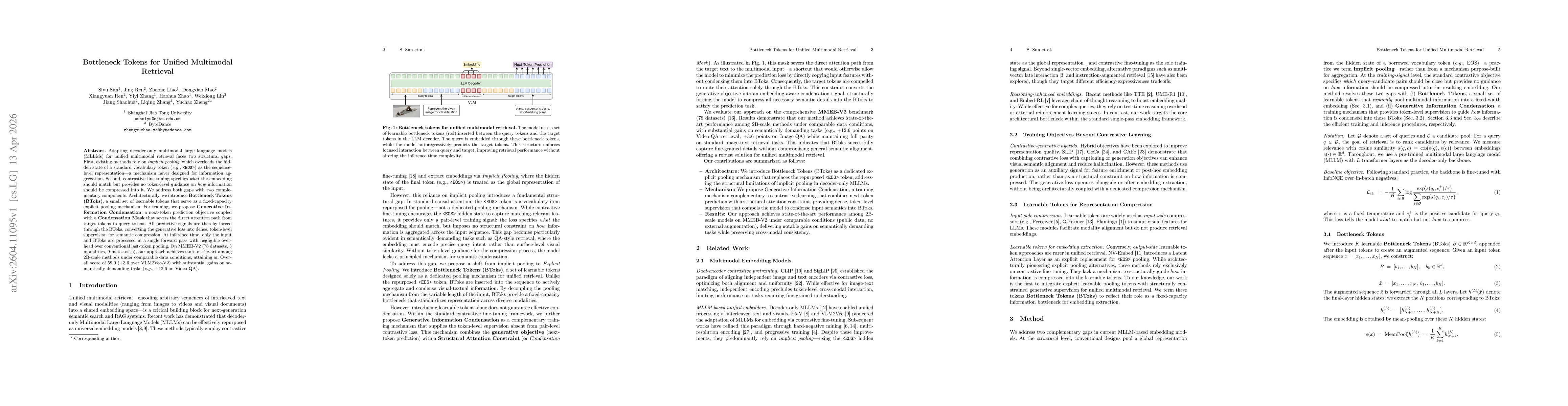 Thumbnail for Bottleneck Tokens for Unified Multimodal Retrieval