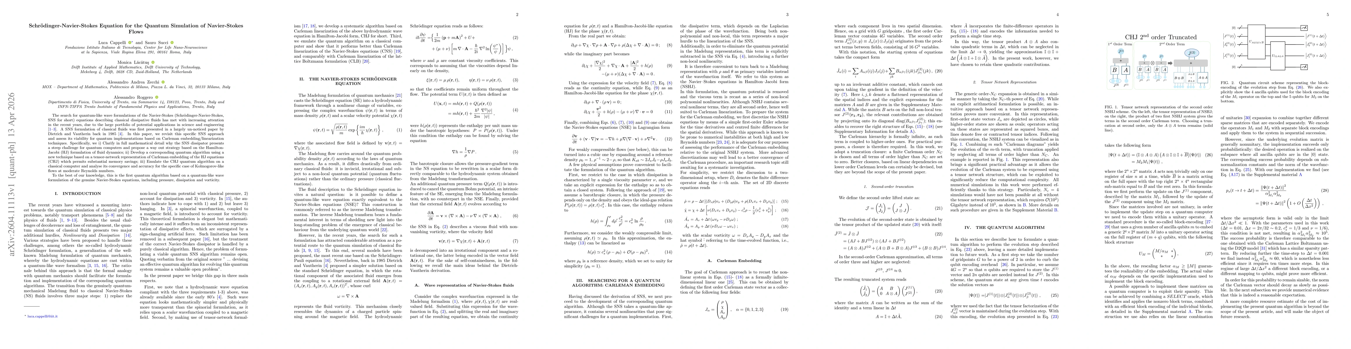 Thumbnail for Schrödinger-Navier-Stokes Equation for the Quantum Simulation of Navier-Stokes Flows