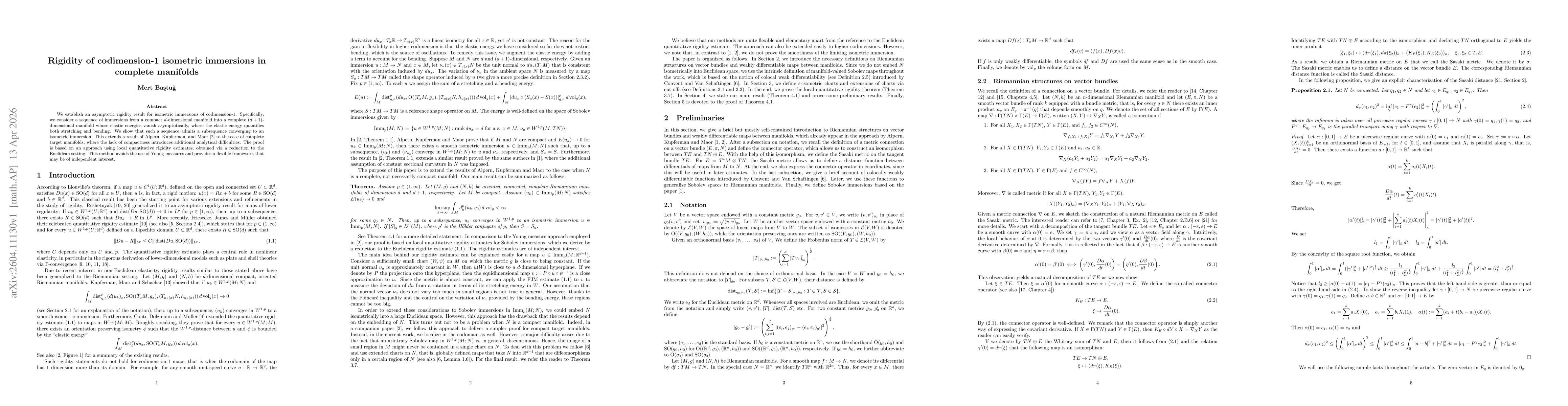 Thumbnail for Rigidity of codimension-1 isometric immersions in complete manifolds