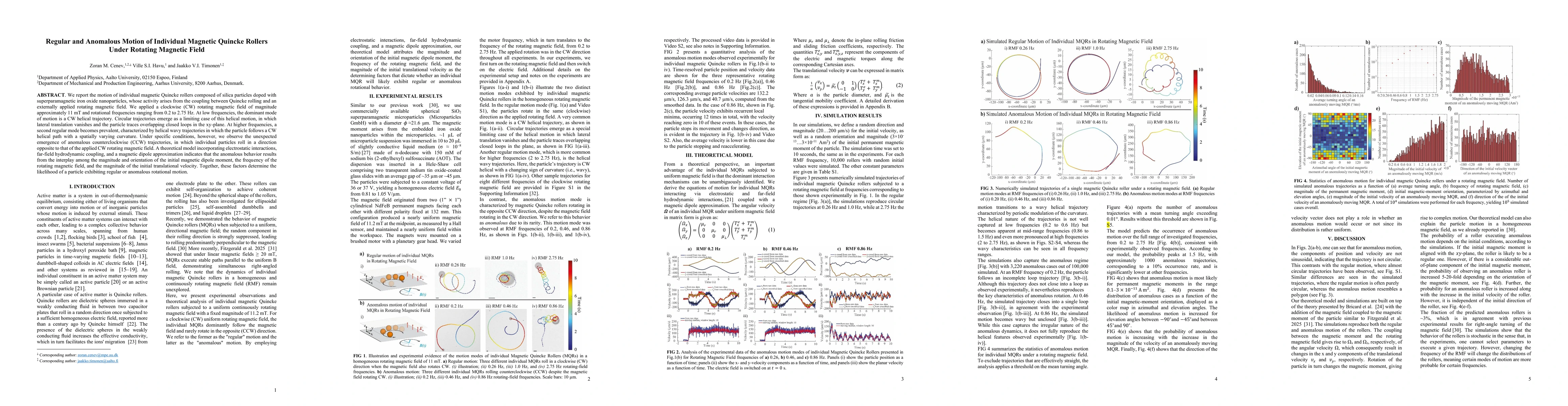 Thumbnail for Regular and Anomalous Motion of Individual Magnetic Quincke Rollers Under Rotating Magnetic Field