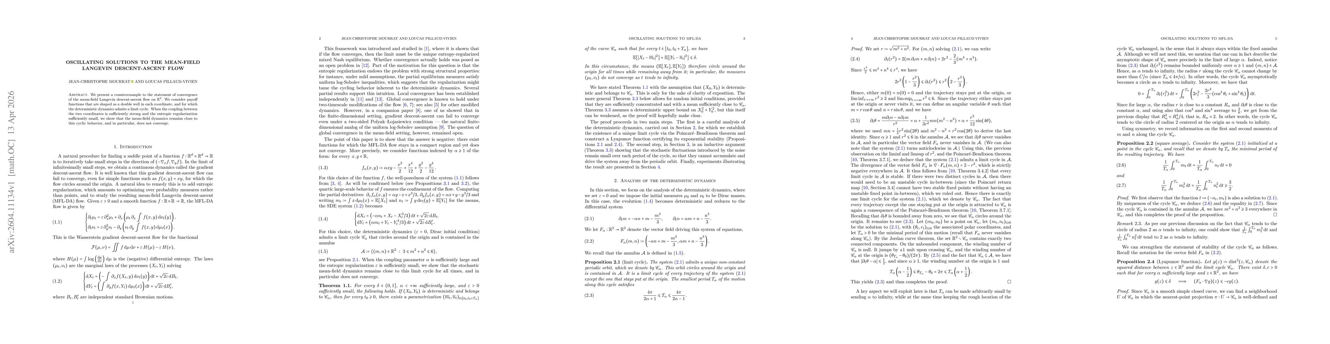 Thumbnail for Oscillating solutions to the mean-field Langevin descent-ascent flow