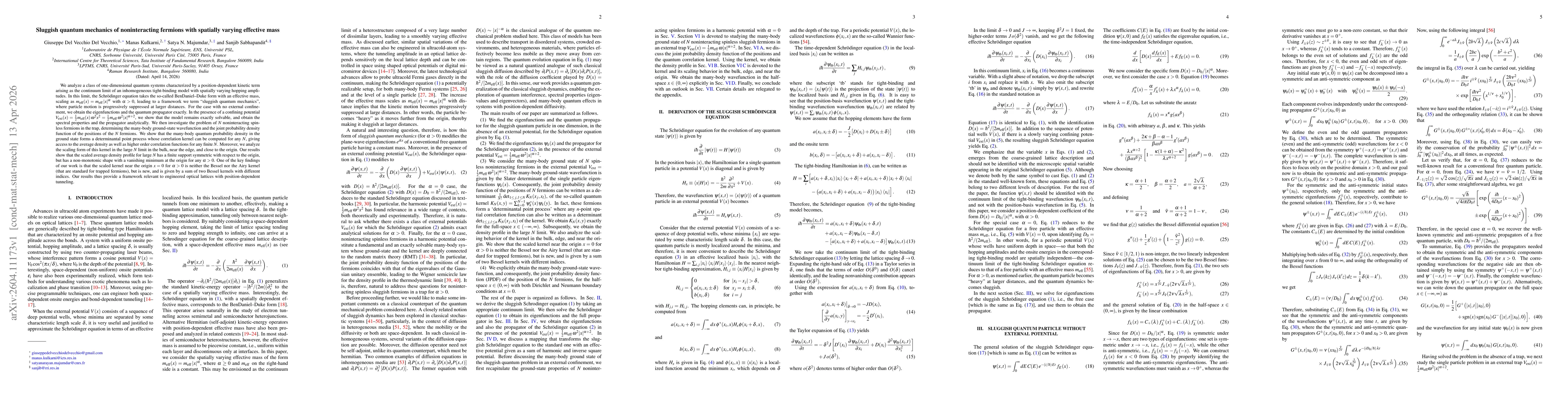 Thumbnail for Sluggish quantum mechanics of noninteracting fermions with spatially varying effective mass