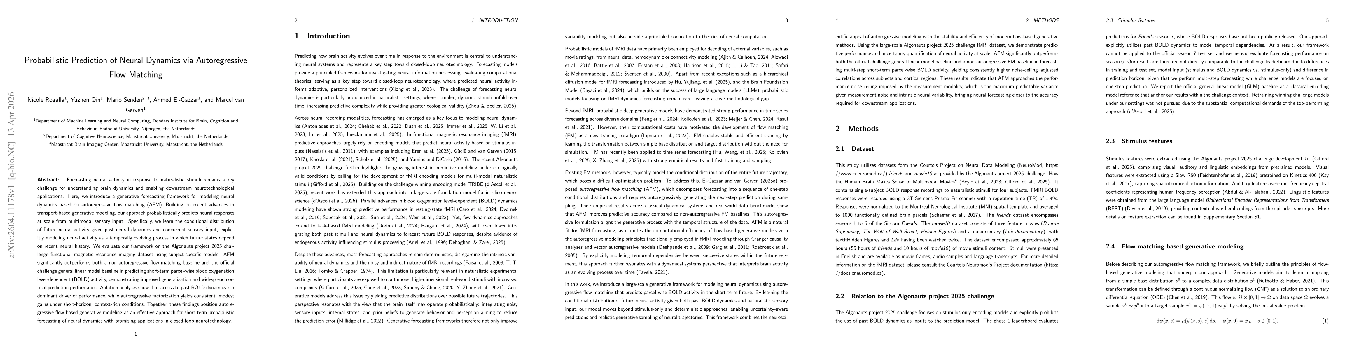 Thumbnail for Probabilistic Prediction of Neural Dynamics via Autoregressive Flow Matching