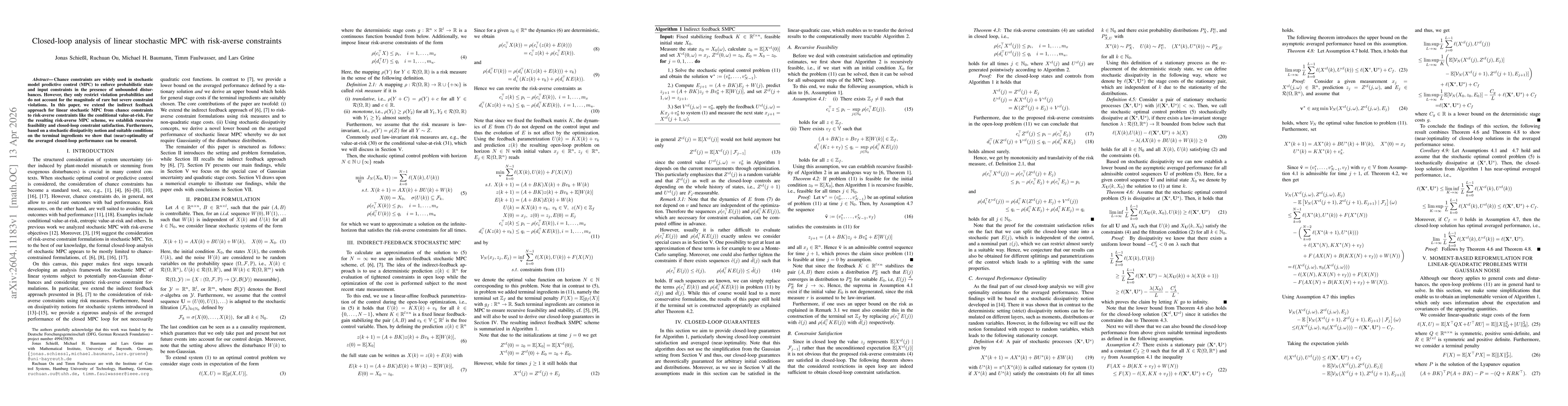 Thumbnail for Closed-loop analysis of linear stochastic MPC with risk-averse constraints