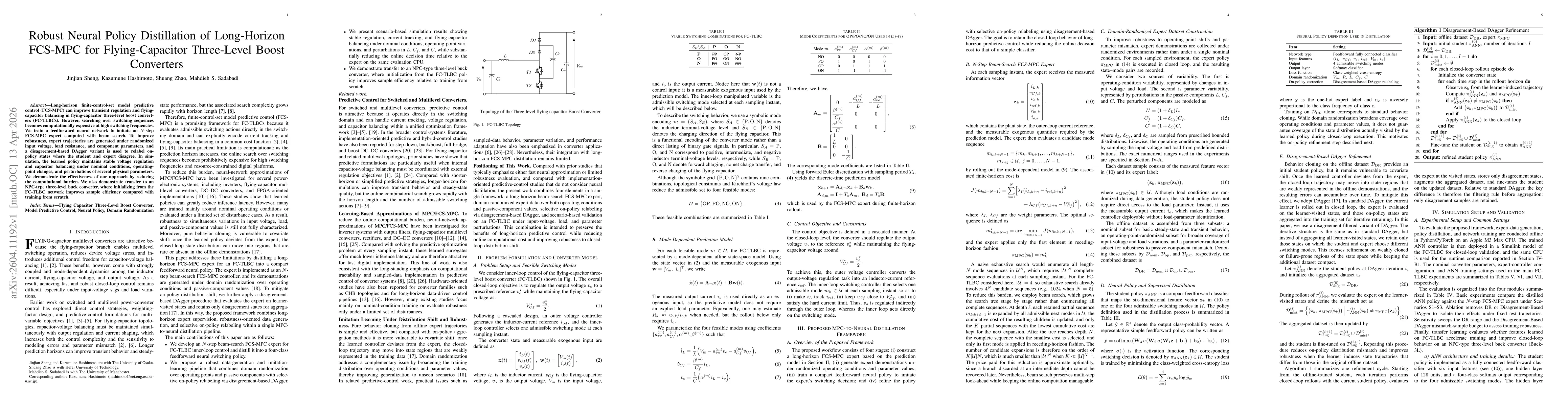 Thumbnail for Robust Neural Policy Distillation of Long-Horizon FCS-MPC for Flying-Capacitor Three-Level Boost Converters