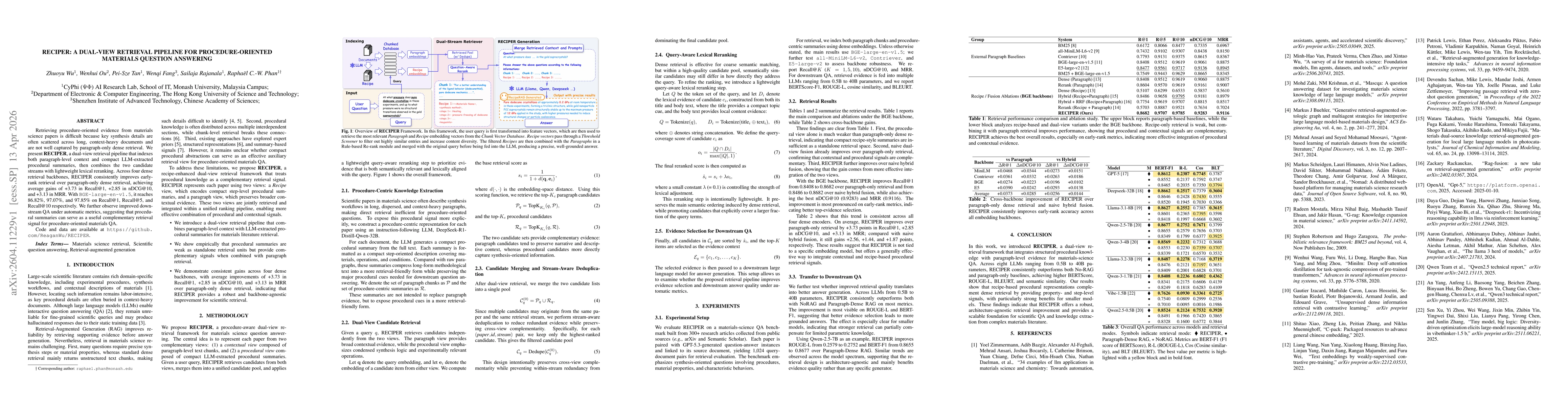 Thumbnail for RECIPER: A Dual-View Retrieval Pipeline for Procedure-Oriented Materials Question Answering