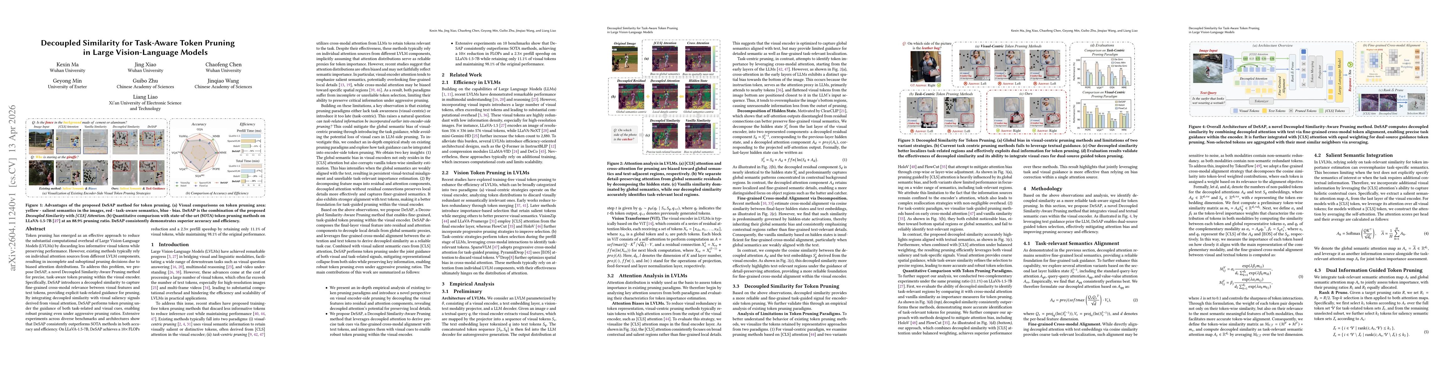 Thumbnail for Decoupled Similarity for Task-Aware Token Pruning in Large Vision-Language Models