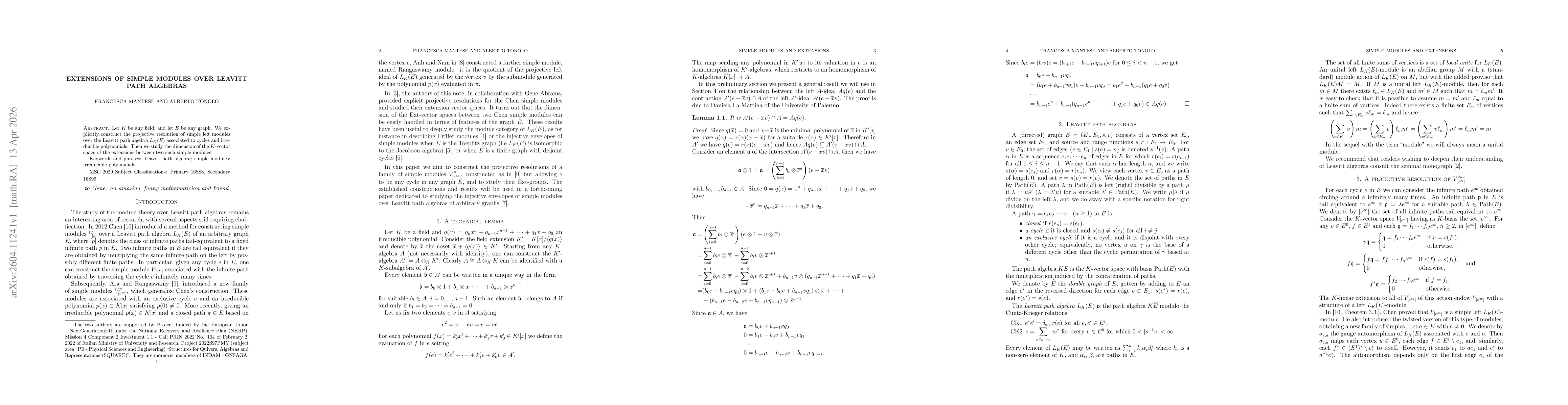 Thumbnail for Extensions of simple modules over Leavitt path algebras