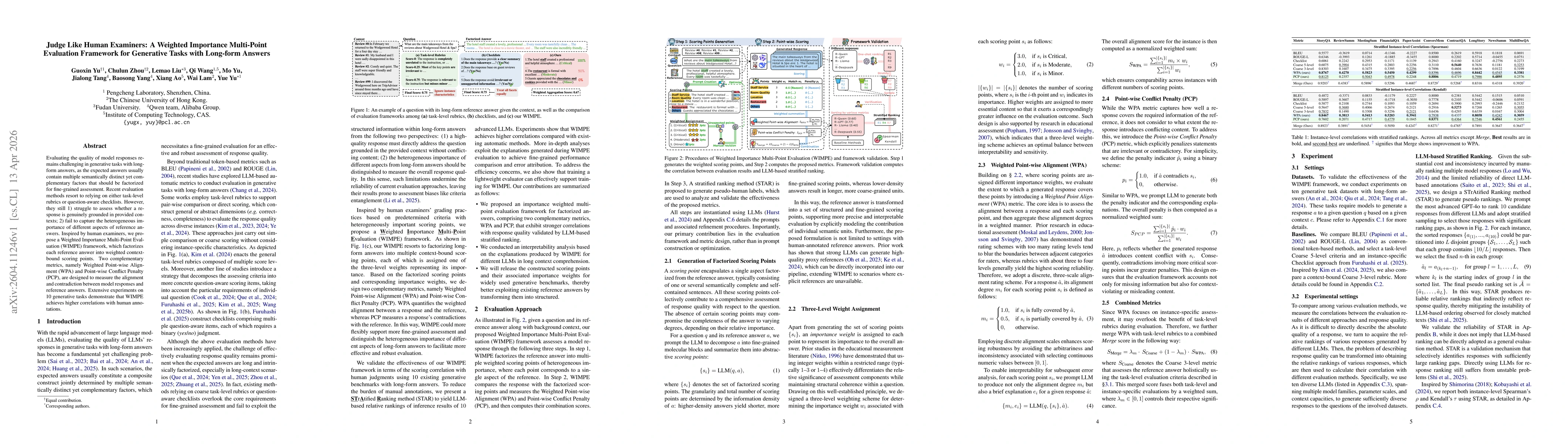 Thumbnail for Judge Like Human Examiners: A Weighted Importance Multi-Point Evaluation Framework for Generative Tasks with Long-form Answers