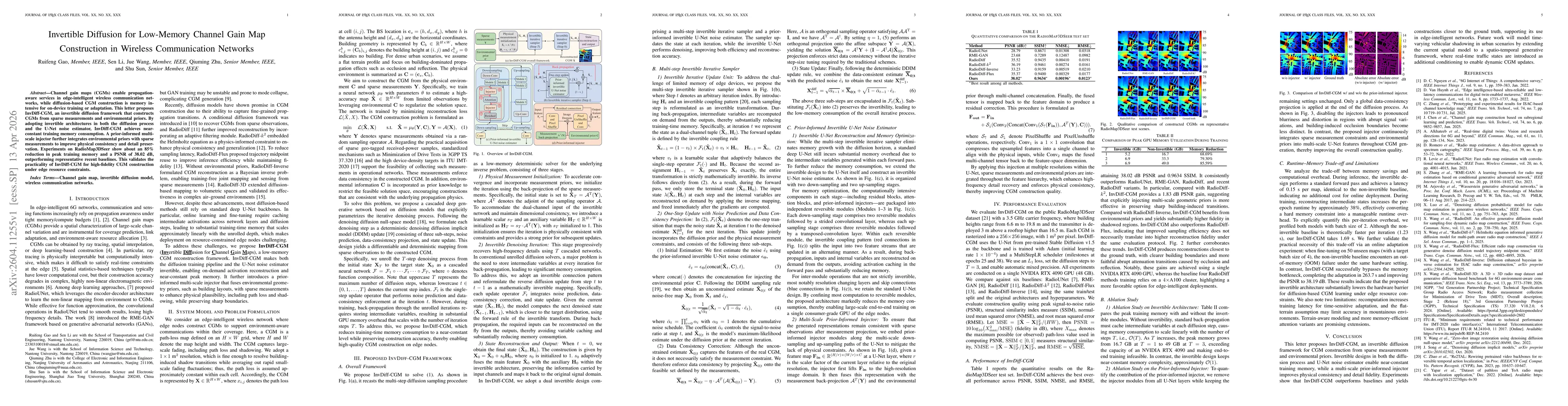 Thumbnail for Invertible Diffusion for Low-Memory Channel Gain Map Construction in Wireless Communication Networks