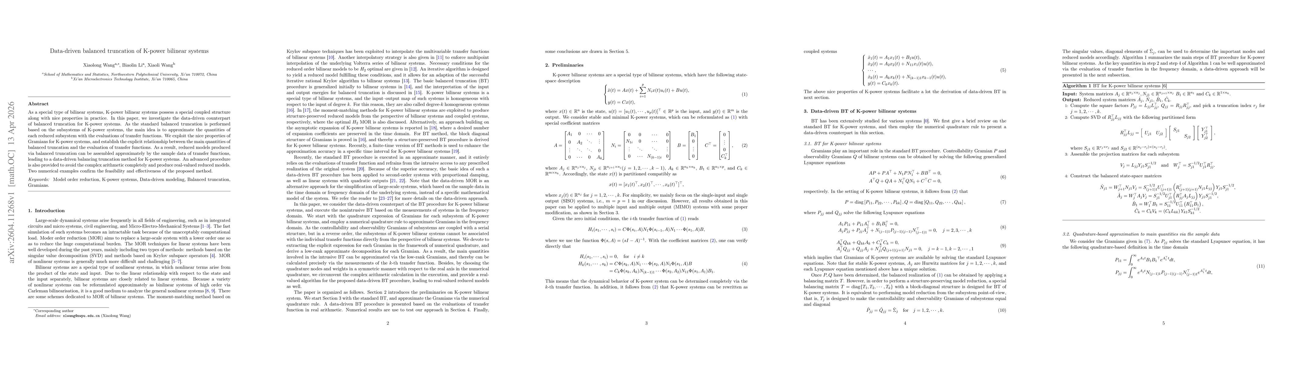 Thumbnail for Data-driven balanced truncation of K-power bilinear systems